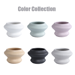 Unique design colored ceramic planter pot in matte glaze