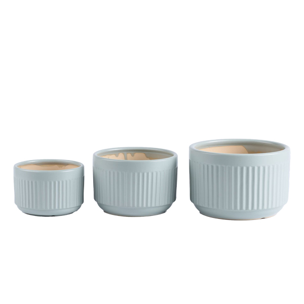 3PCS set texured ceramic pots for plants in matte color