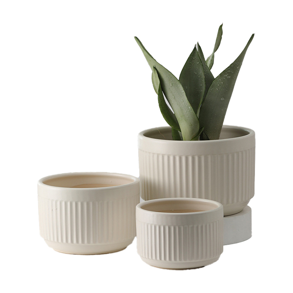3PCS set texured ceramic pots for plants in matte color