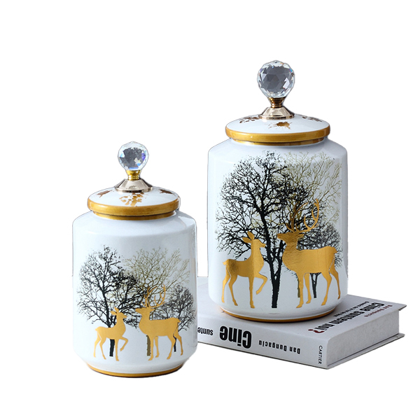 JLHX134 Home decoration ceramic jar with lid