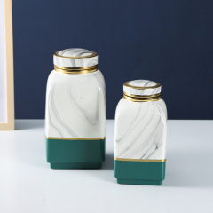JLHX117 Marble effect ceramic home decoration jar with gold painting