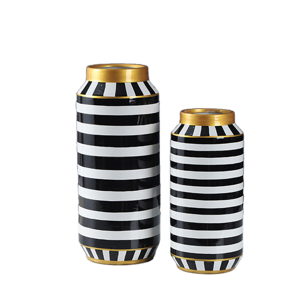 JLHX128 Black stripe decoration ceramic flower vase