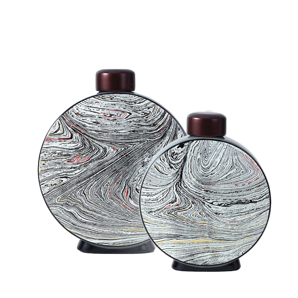 JLHX123 Flat shaped ceramic jar with lid for home decoration