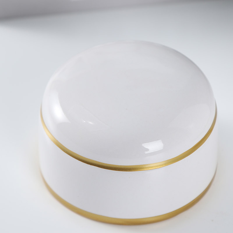 JLHX119 Flat shaped ceramic jar with lid in geometric design