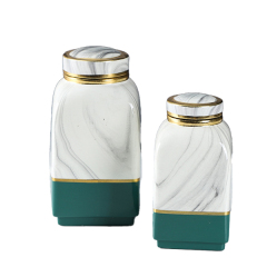 JLHX117 Marble effect ceramic home decoration jar with gold painting