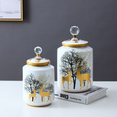 JLHX134 Home decoration ceramic jar with lid