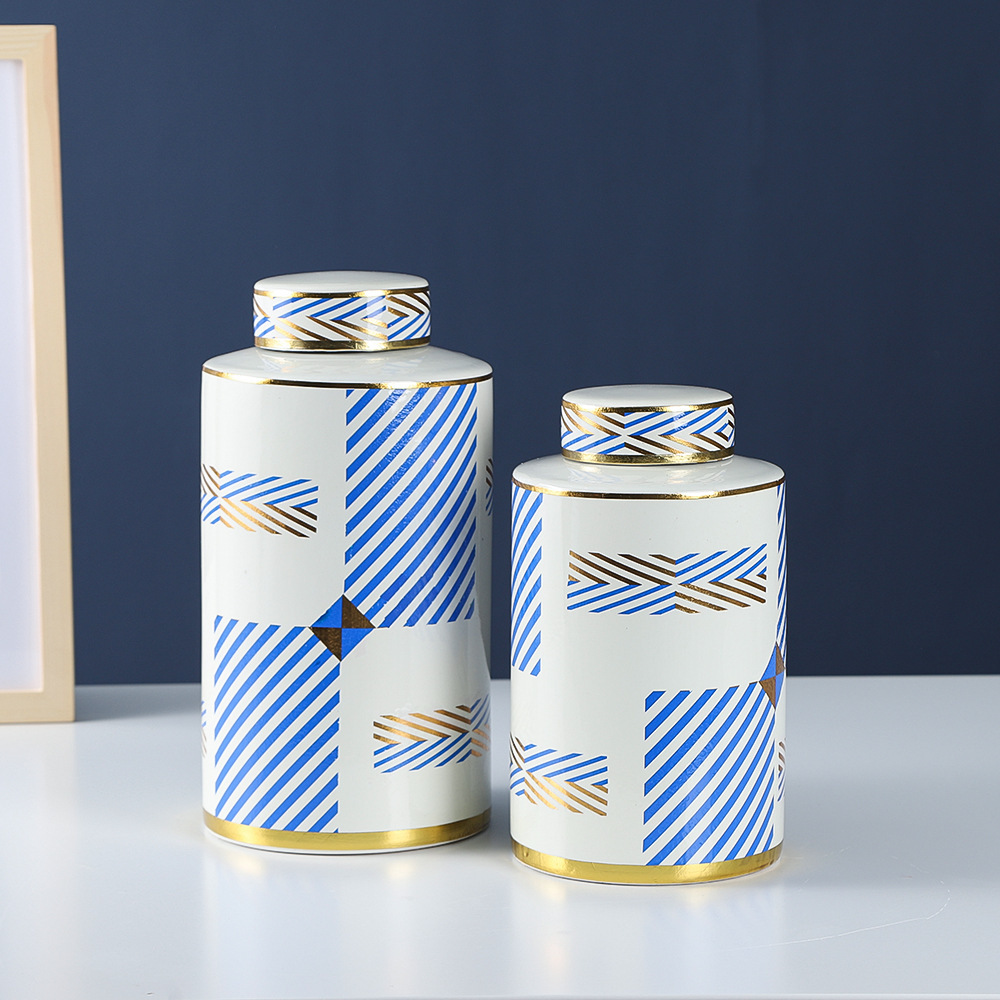 JLHX111 Geometric ceramic gingle jar with lid