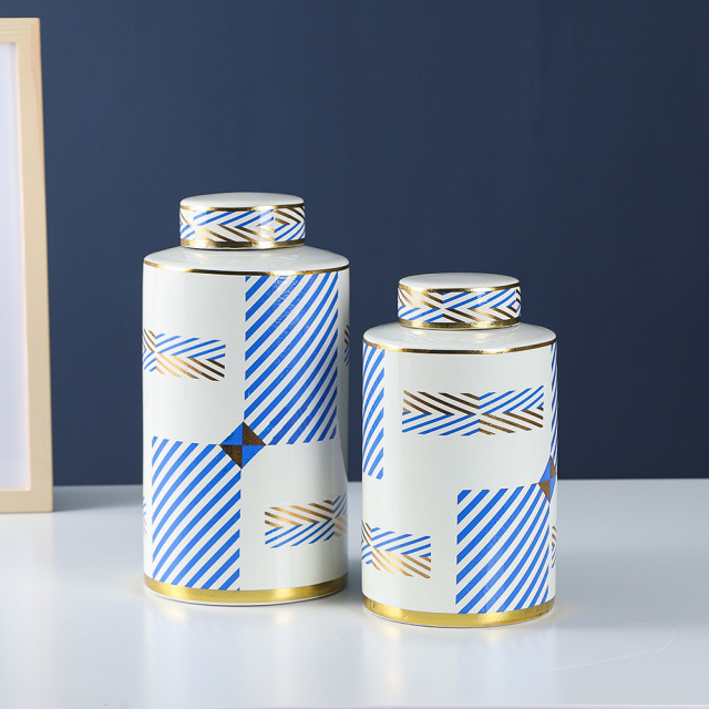 JLHX111 Geometric ceramic gingle jar with lid