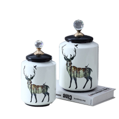 JLHX124 Anmial design ceramic home decoration jar with lid