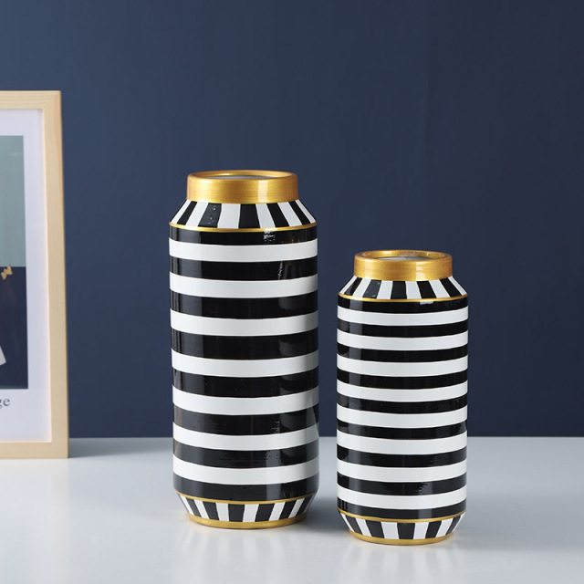 JLHX128 Black stripe decoration ceramic flower vase