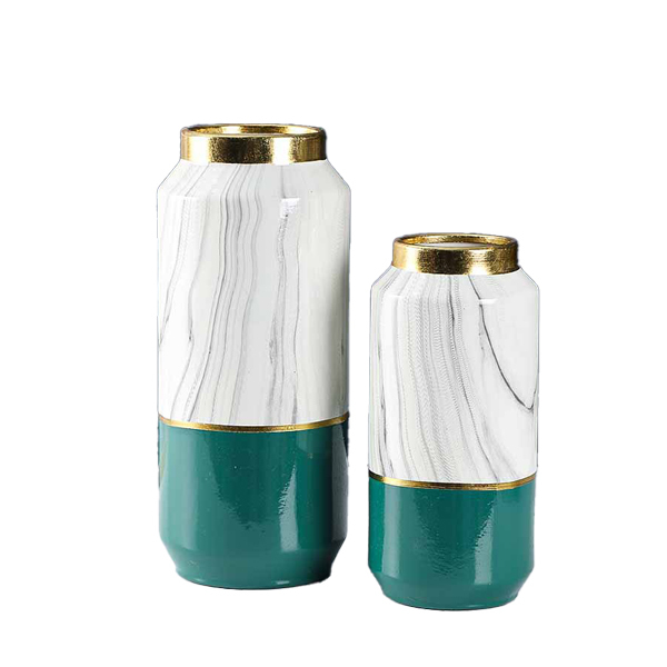 JLHX118 Round ceramic home decoration jar with gold lid
