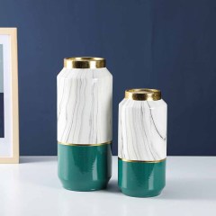 JLHX118 Round ceramic home decoration jar with gold lid