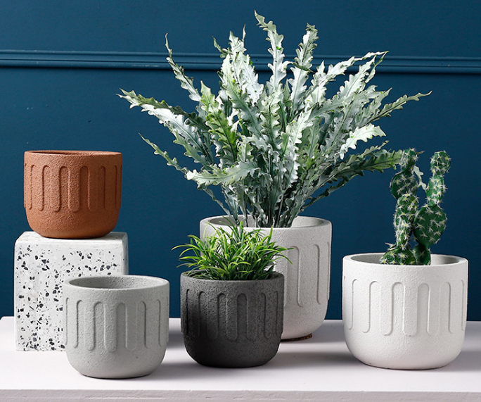 JYW005 Round cement pots with sands effect