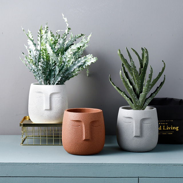 JYW001 Faced cement plant pot with sands effect