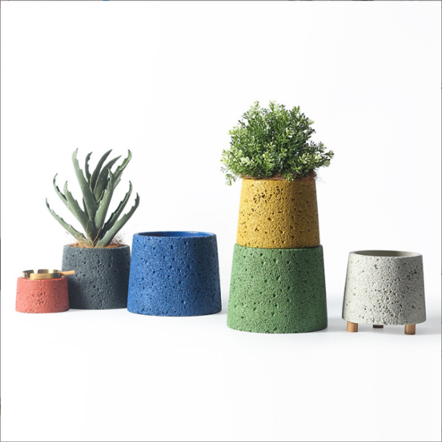 JYW008 Unique cement planter pots with sponge effect