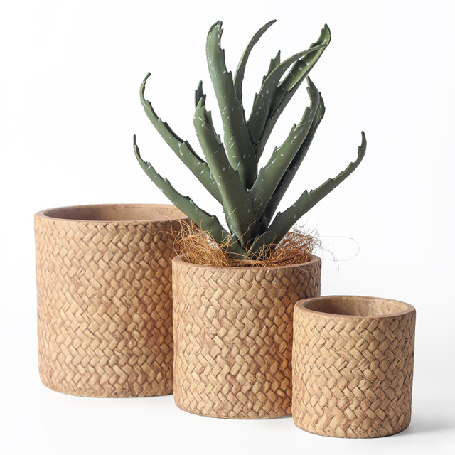 JYW009 Woven design Cement plant pots