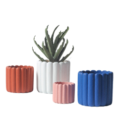 JYW012A Fluted cement pot with sands effect