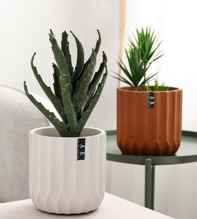 JYW002 Textured cement planter pots with sands effect