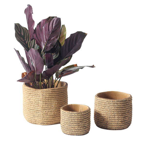 JYW016 Woven basket design cement plant pot
