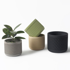 JYW006 Textured design concrete plant pots with matte color