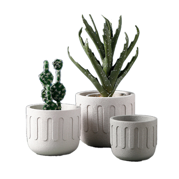 JYW005 Round cement pots with sands effect
