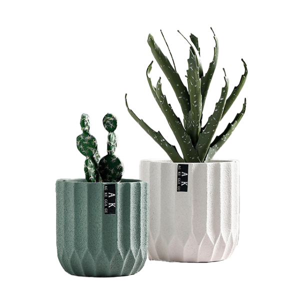 JYW002 Textured cement planter pots with sands effect