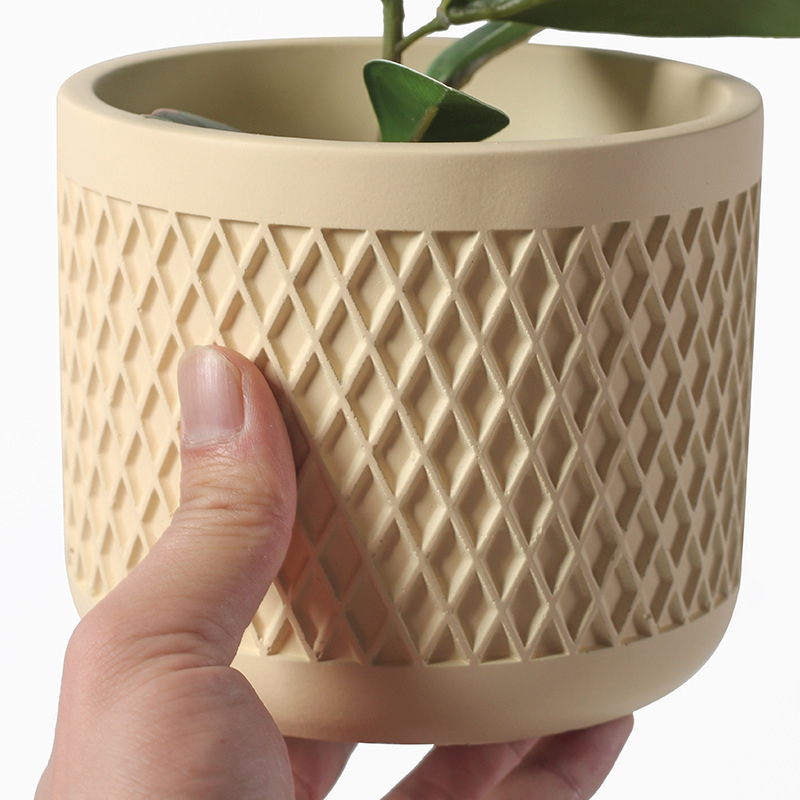 JYW006 Textured design concrete plant pots with matte color