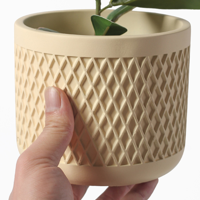 JYW006 Textured design concrete plant pots with matte color