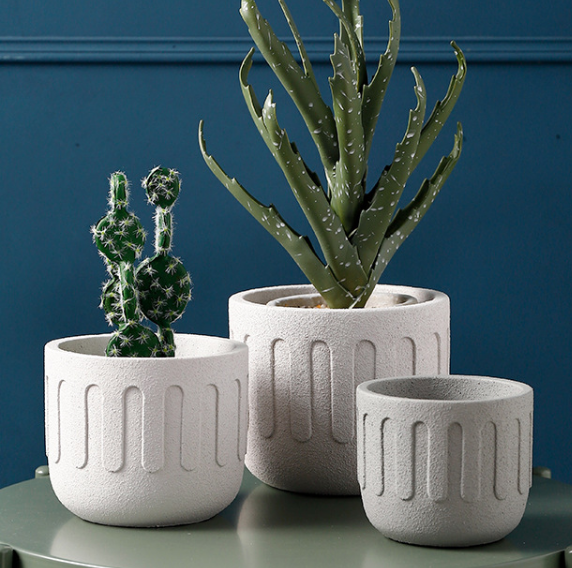 JYW005 Round cement pots with sands effect