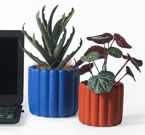 JYW012A Fluted cement pot with sands effect
