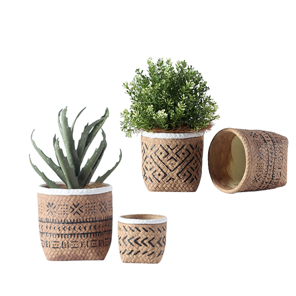 JYW013 Basket design cement pots with pattern