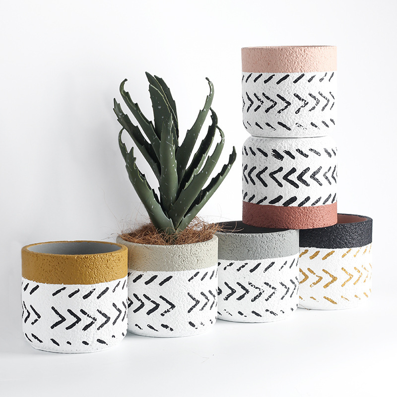 JYW019 Printing design cement flower pots