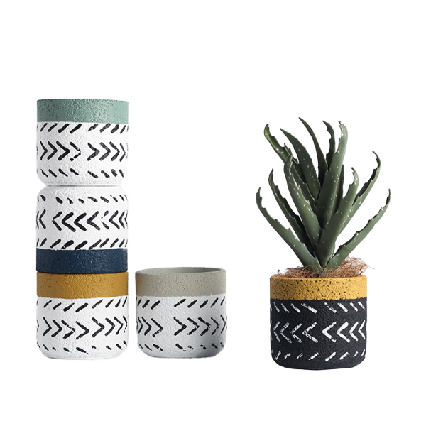 JYW019 Printing design cement flower pots