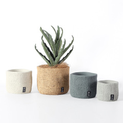 JYW018 textured basket design cement plant pot