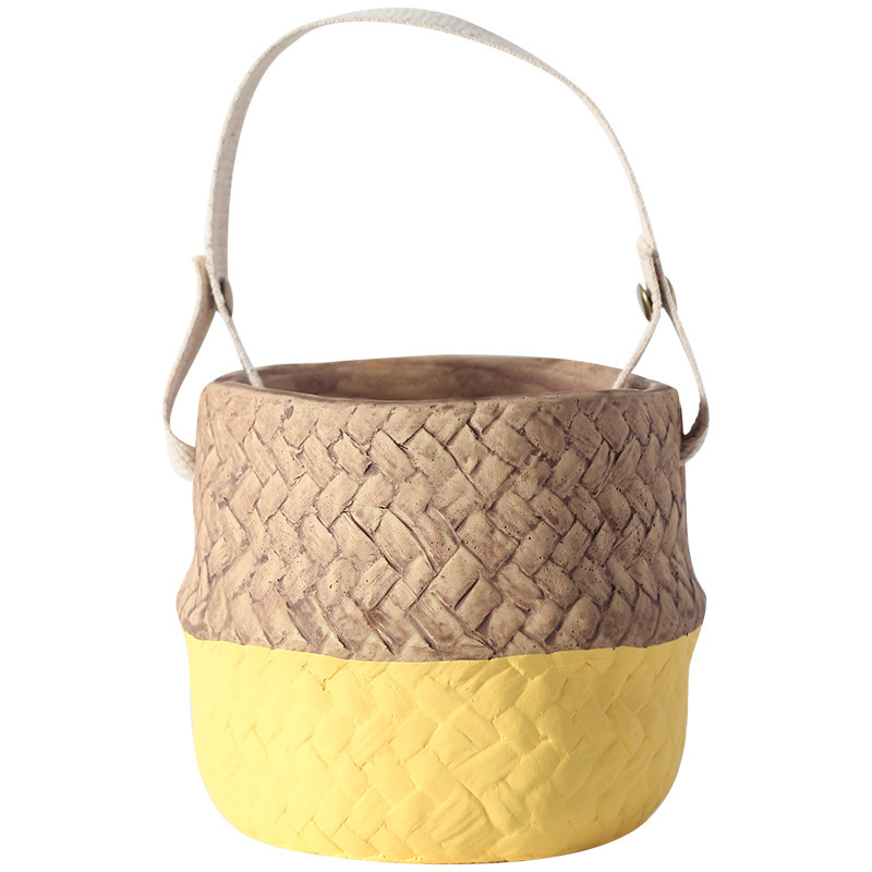 JYW017 Hanging cement planter with rope