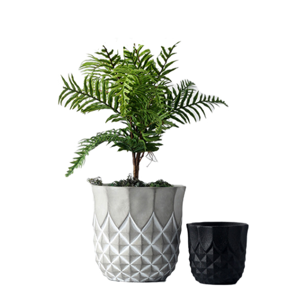 JYW031 Cement plant pot with engraving pattern