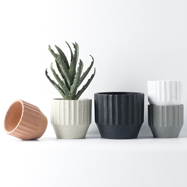 JYW036 Nordic design cement planter with speckle finish
