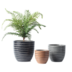 JYW021 Engraving Striple design cement planter pots