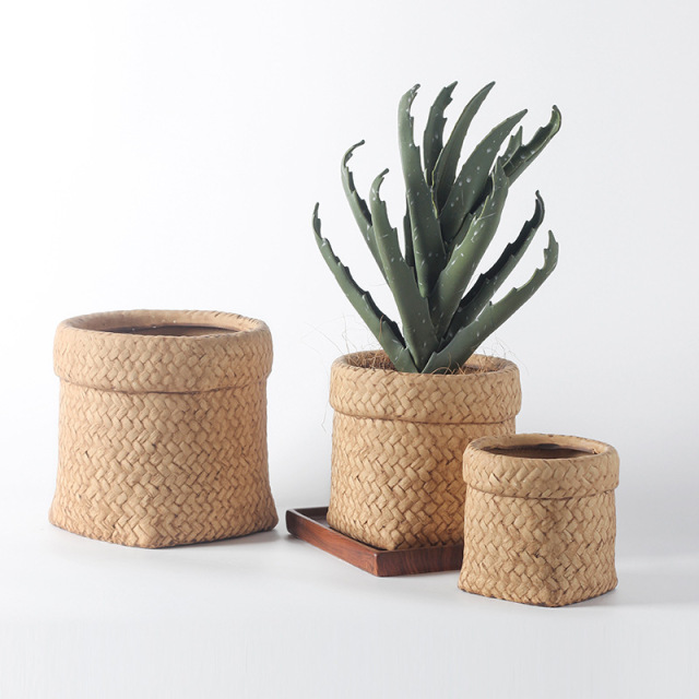 JYW034 Basket designed cement plant pots