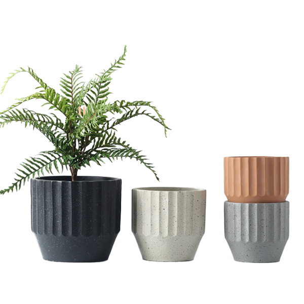 JYW036 Nordic design cement planter with speckle finish