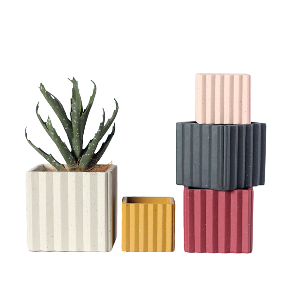 JYW061 Square shaped texture cement pots
