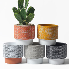 JYW108 Engraving pattern concrete planter pots