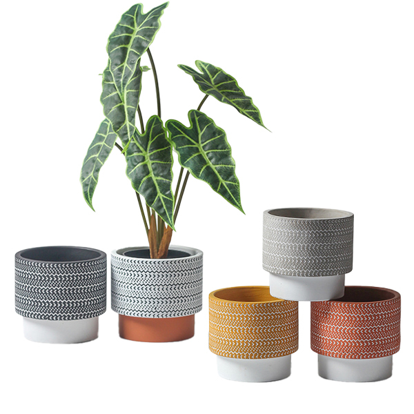 JYW108 Engraving pattern concrete planter pots