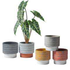 JYW108 Engraving pattern concrete planter pots