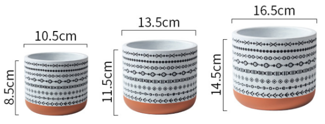 JYW106 Round concrete flower pot with engraving pattern