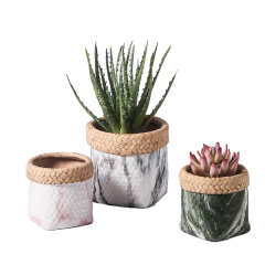 JYW037 Marble finished cement pots in basket design