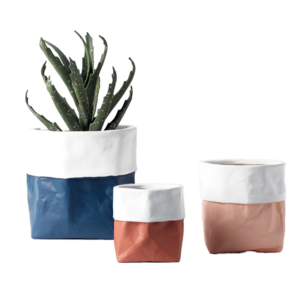 JYW104 Colorful bag shaped concrete planter pots