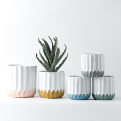 JYW038 Sands effect cement pots in fluted design