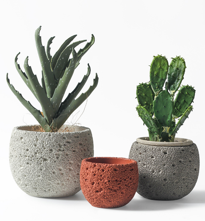 JYW102 Round cement pots with sponge effect