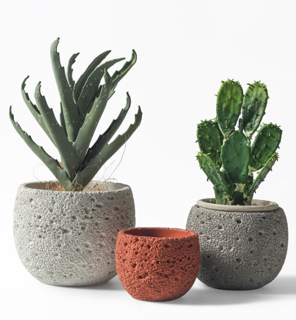 JYW102 Round cement pots with sponge effect